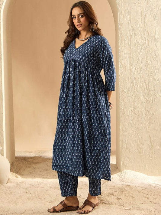 Indigo Blue A line Kurta Set