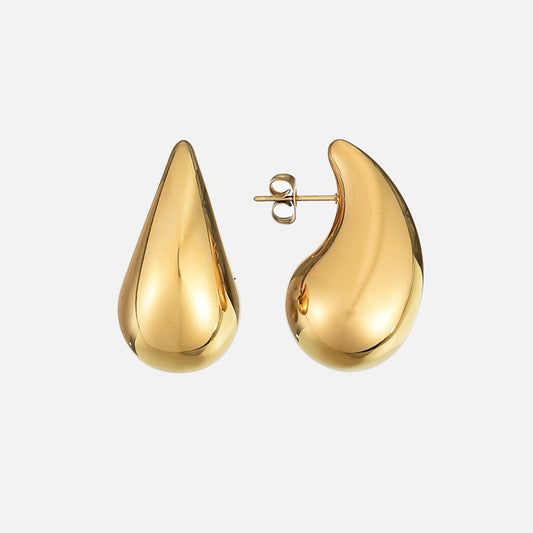 Golden elongated hoop earring