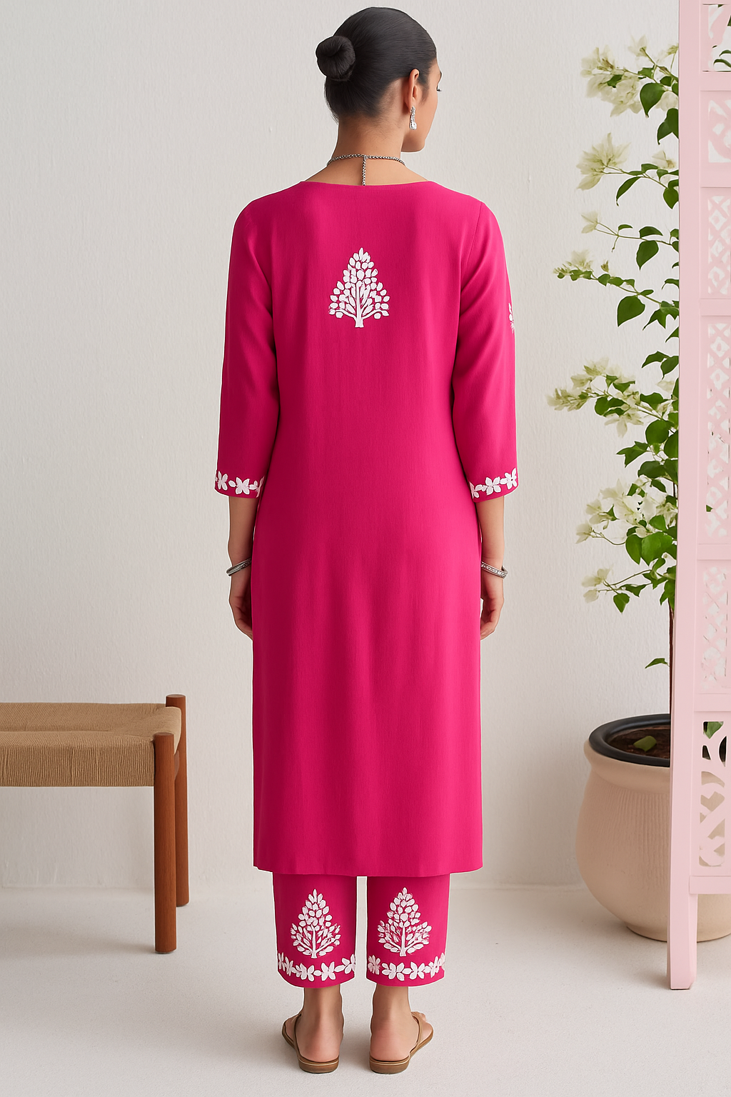Magenta Chikankari kurta