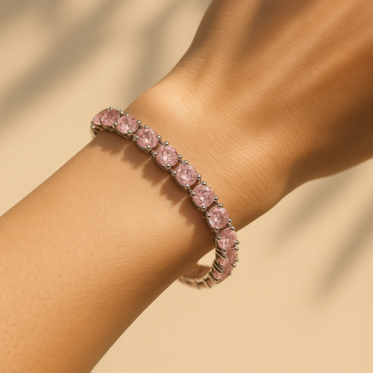 Pink stone tennis bracelet