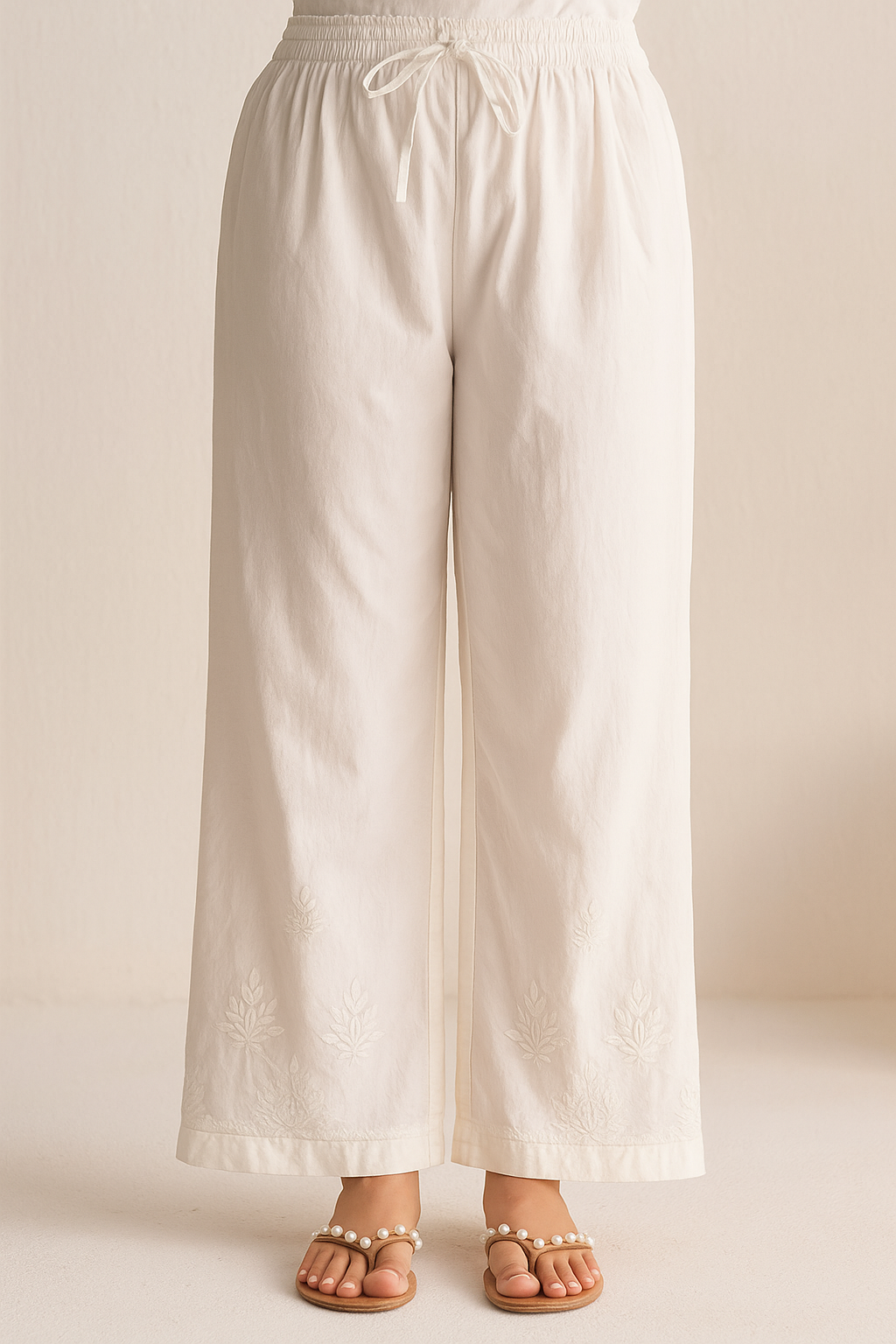 Handcrafted Chikankari Straight Fit Trousers