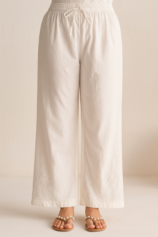 Handcrafted Chikankari Straight Fit Trousers