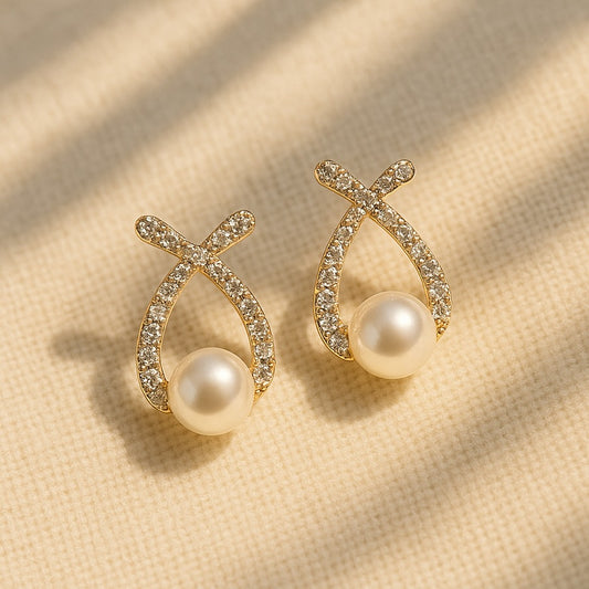 Pearl diamond earrings