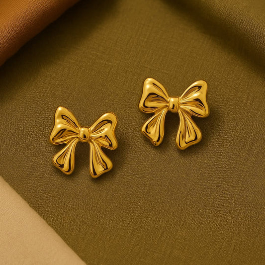 Gold bow earrings