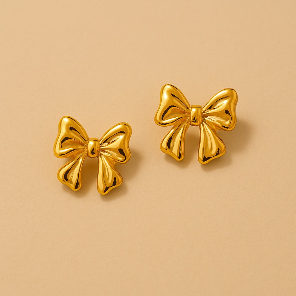 Gold bow earrings
