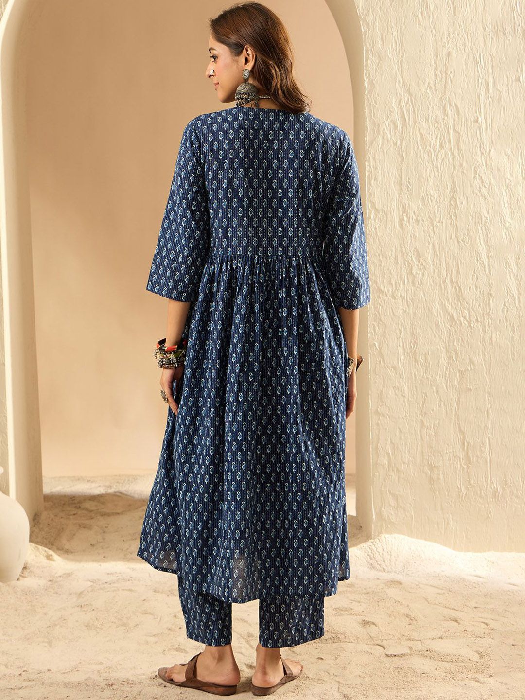 Indigo Blue A line Kurta Set