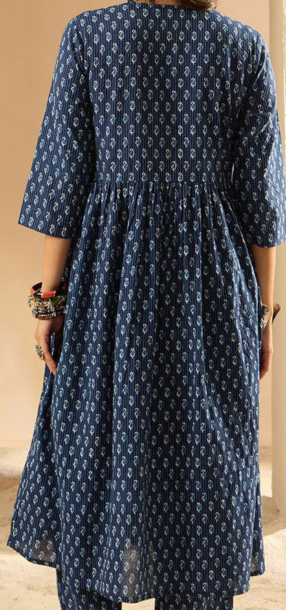 Indigo Blue A line Kurta Set