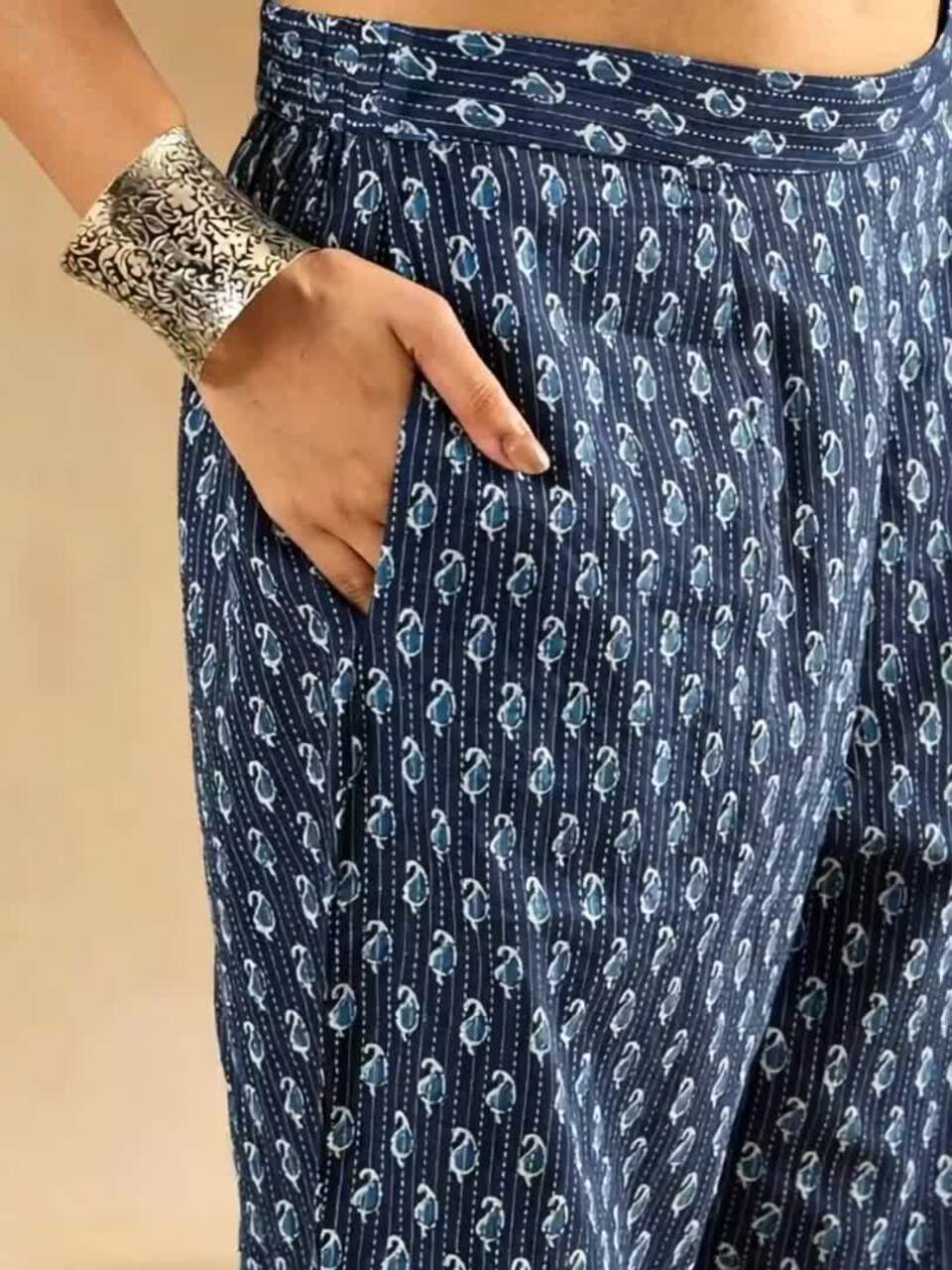 Indigo Blue A line Kurta Set