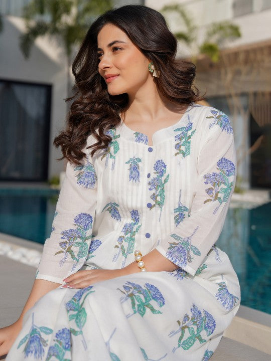 A line floral kurta